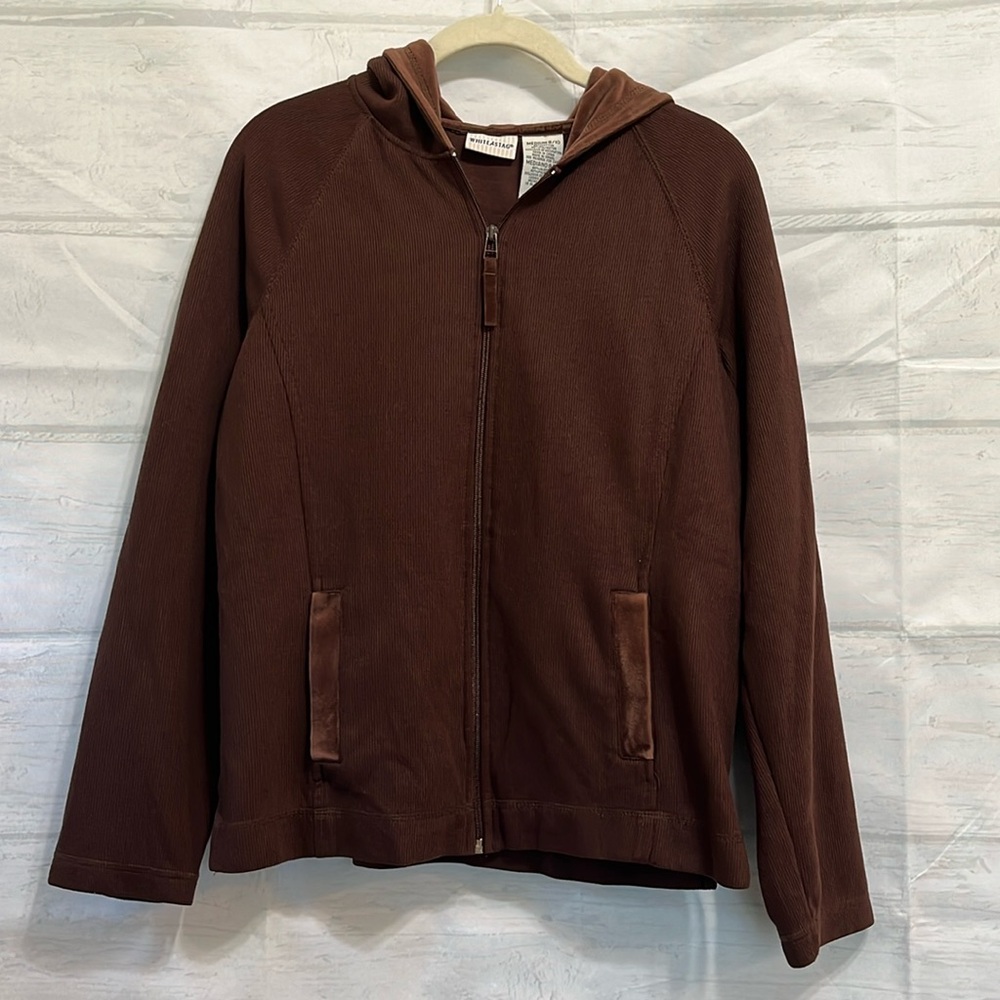 White Stag Caffeine Brown Ribbed Hooded Jacket Size M